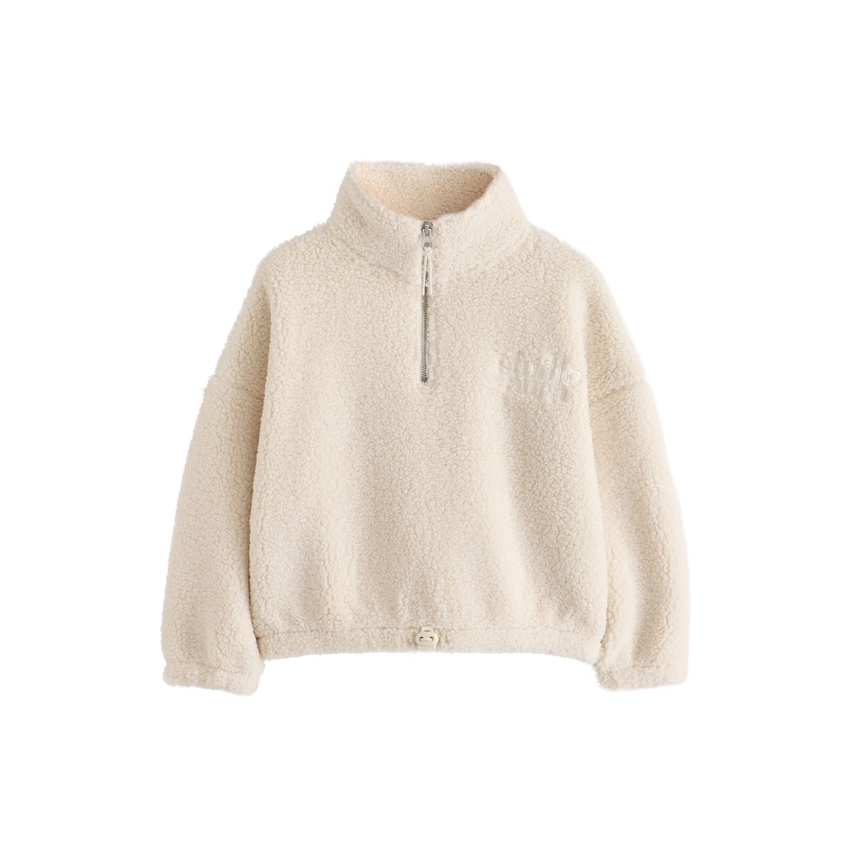 Veste semi-zippée en peau lainée à doublure naturel, NEXT