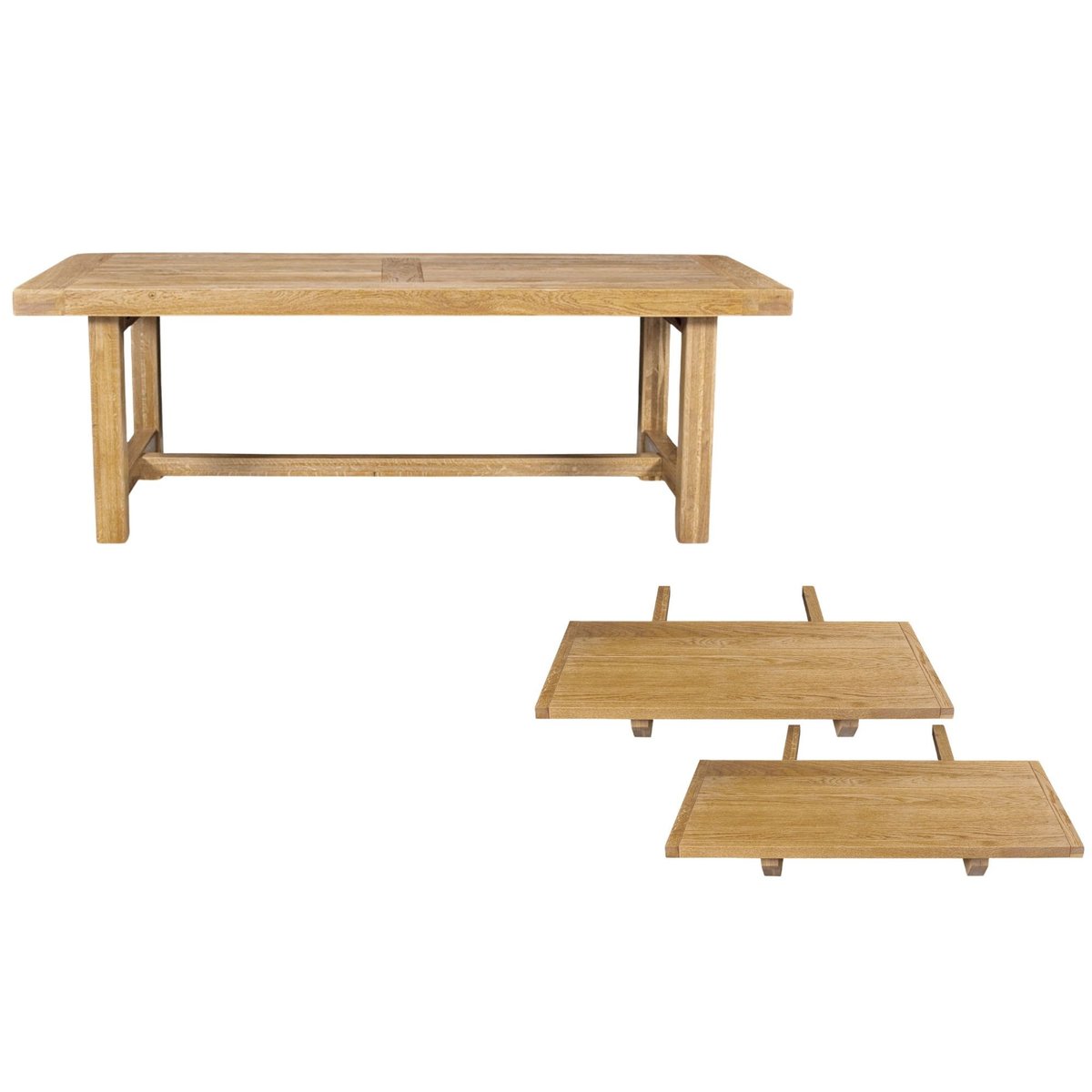 Table de ferme en chêne clair massif + 2 allonges L220/320 - LA BRESSE marron, HELLIN, DEPUIS 1862