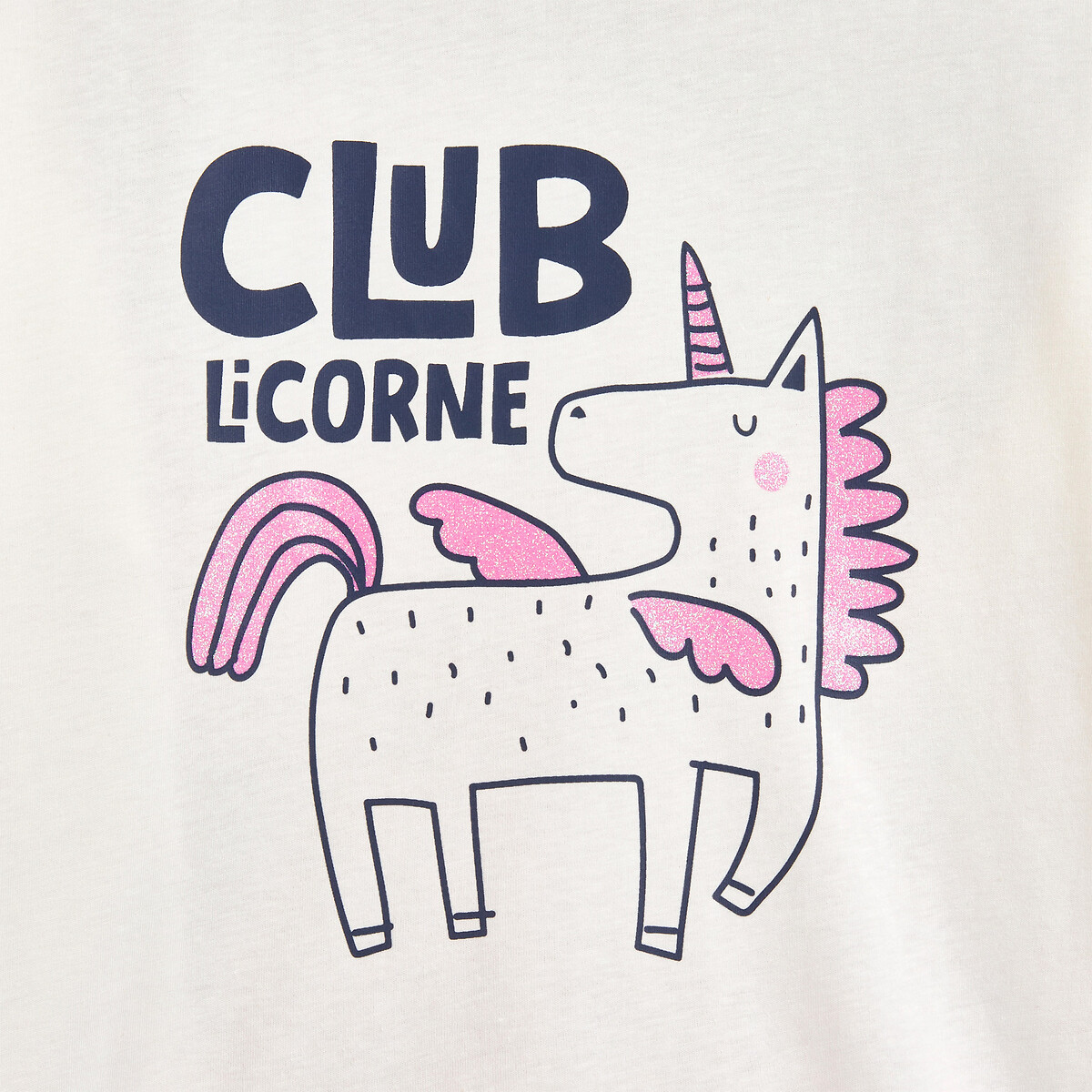 Lot de 2 pyjamas licorne, en coton rose + marine + blanc, LA REDOUTE COLLECTIONS