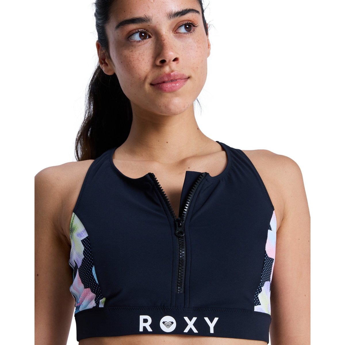 Haut de maillot de bain bikini crop-top. noir anthracite im fleur real, ROXY