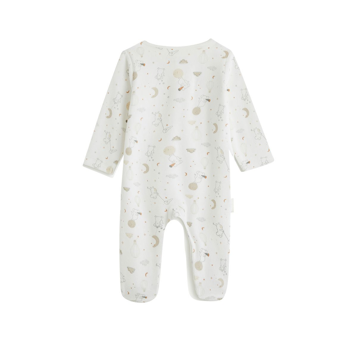 Pyjama bébé en velours Eliah ecru, PETIT BEGUIN