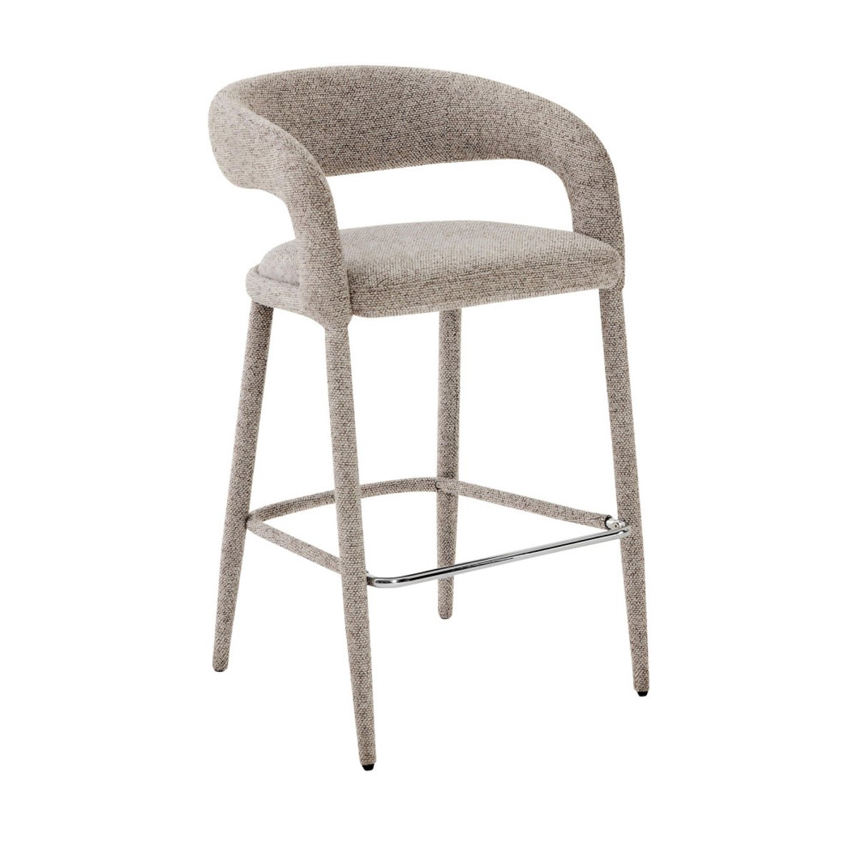 Lot de 2 chaises de bar en tissu H75cm- ROMY marron chiné, DRAWER