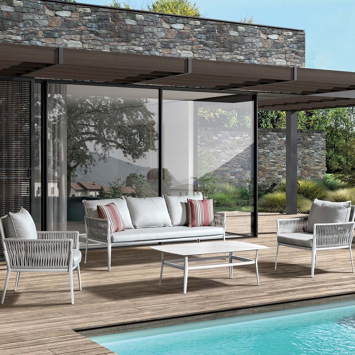 Salon de jardin, ELBA blanc, GESCOVA