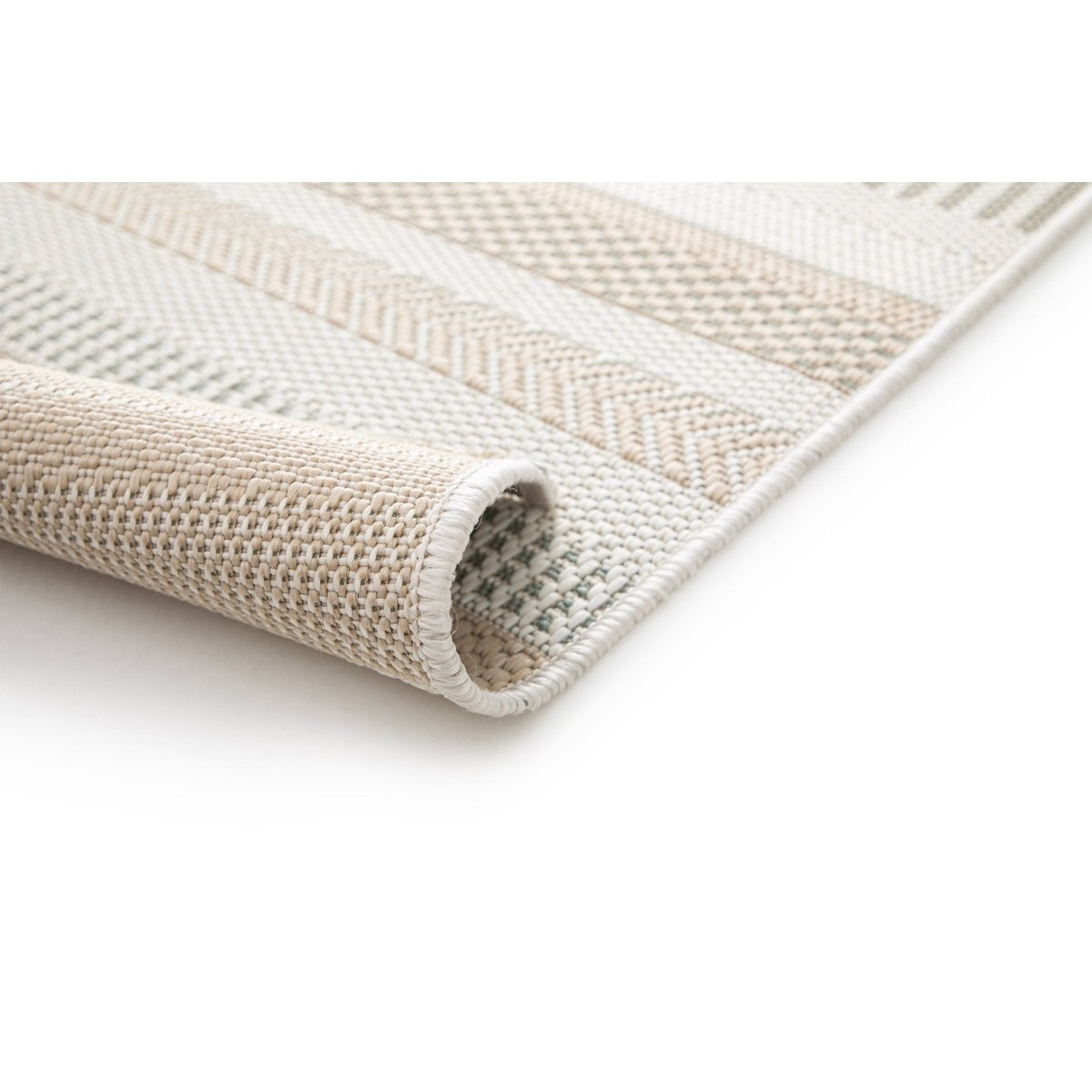 Tapis intérieur extérieur à rayures SOLEA vert naturel, AFK LIVING