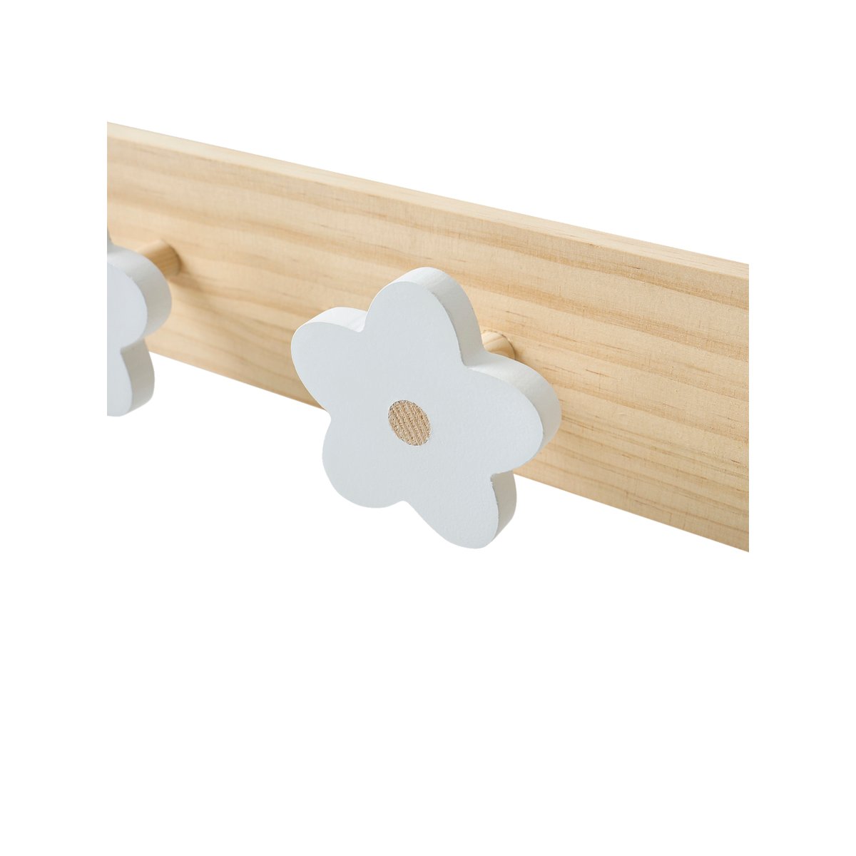 Patère en bois avec 4 fleurs blanc, VERTBAUDET