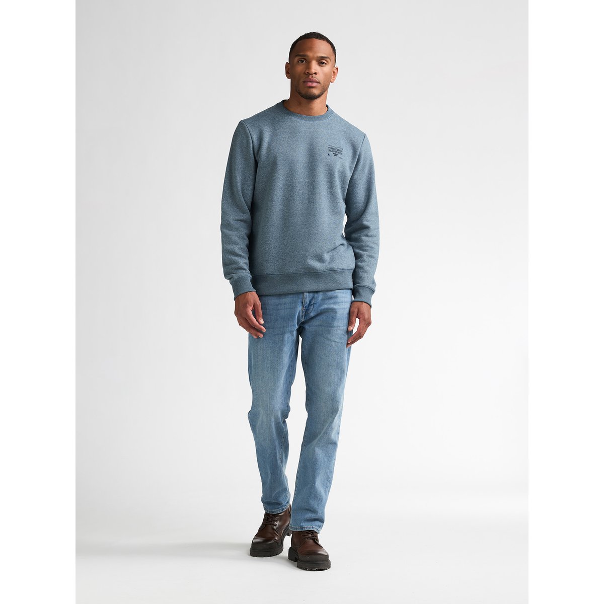 Sweat col rond chiné steelmont bleu storm blue, PETROL INDUSTRIES