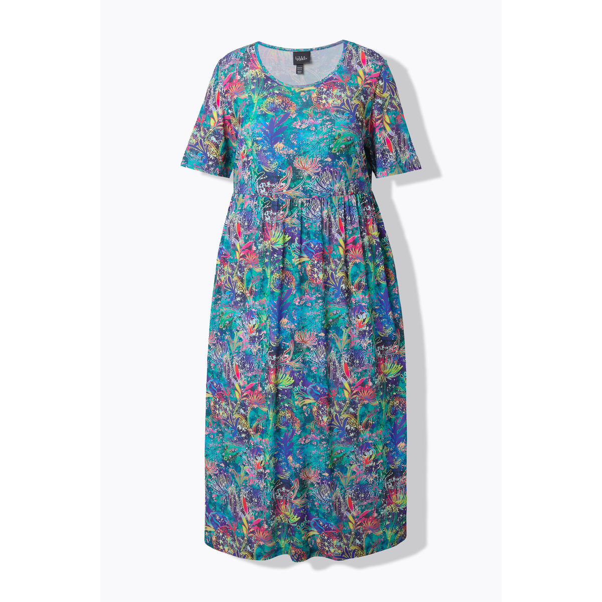 Robe maxi coupe évasée, poches bleu azur, ULLA POPKEN
