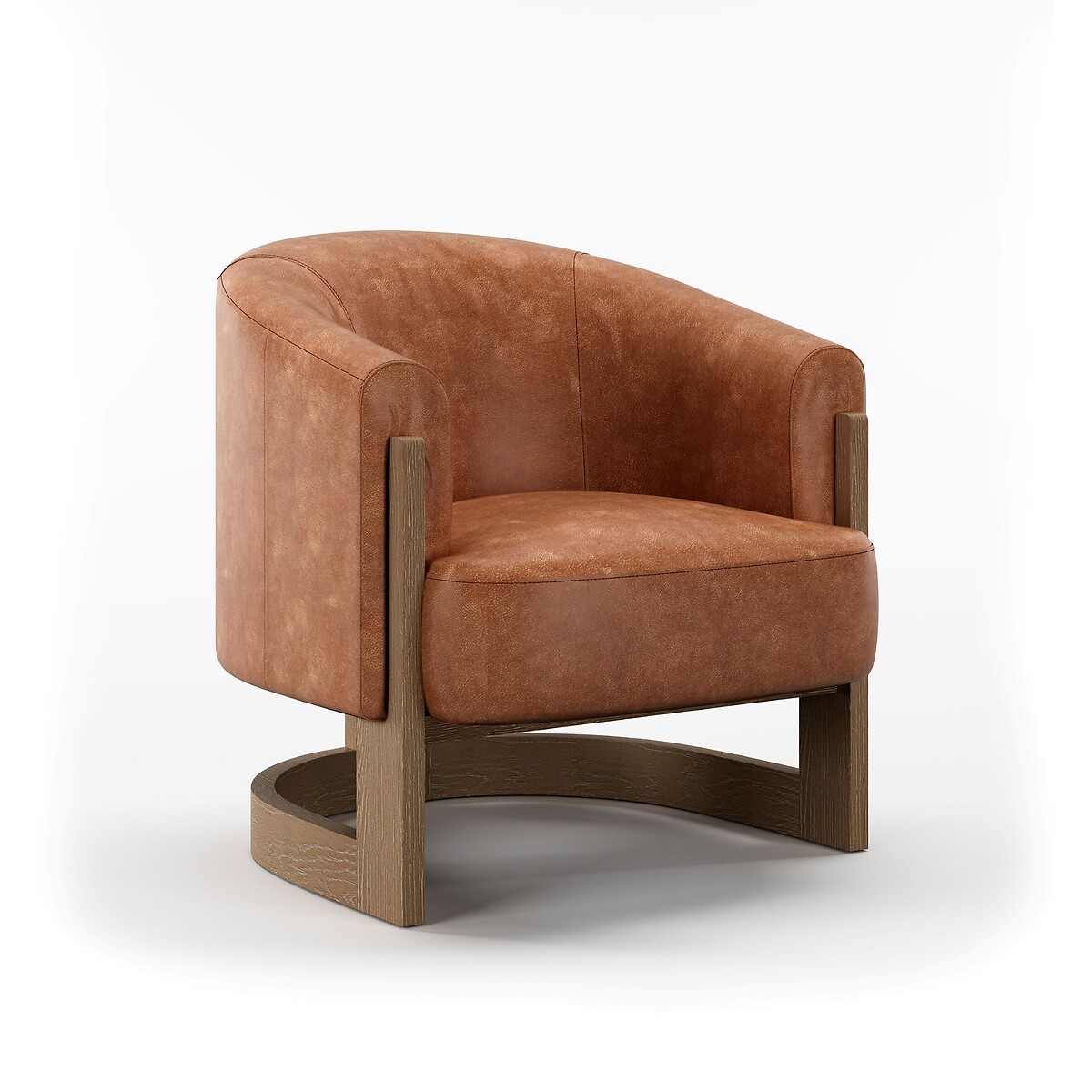 Leland Curve Leather Tub Chair tan, SO'HOME