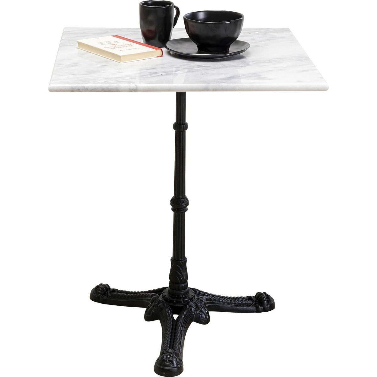 Table carrée en marbre et acier, BISTROT noir et blanc, KARE DESIGN