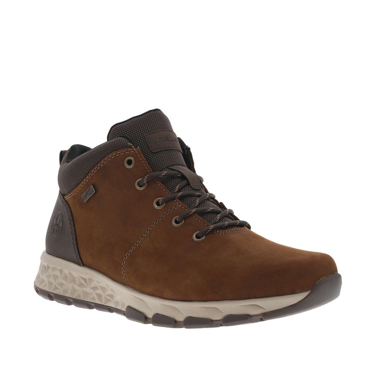 Bottines cuir nubuck talon plat marron, RIEKER