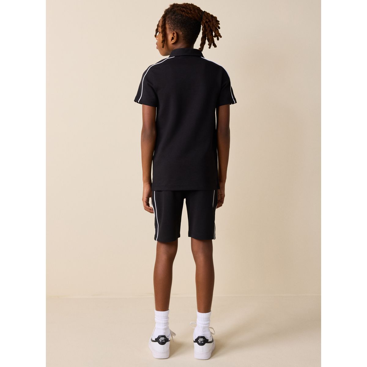 Ensemble short et polo à col zippé noir, NEXT