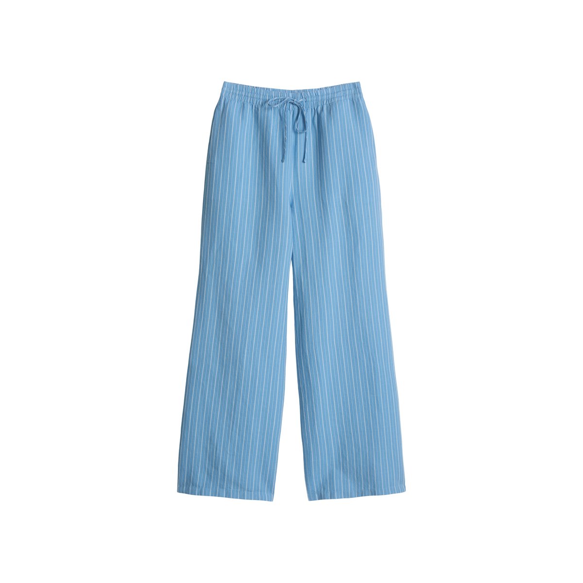 Pull-on-pantalon rayé relaxed en mélange de lin et de coton bleu, MARC O’POLO DENIM