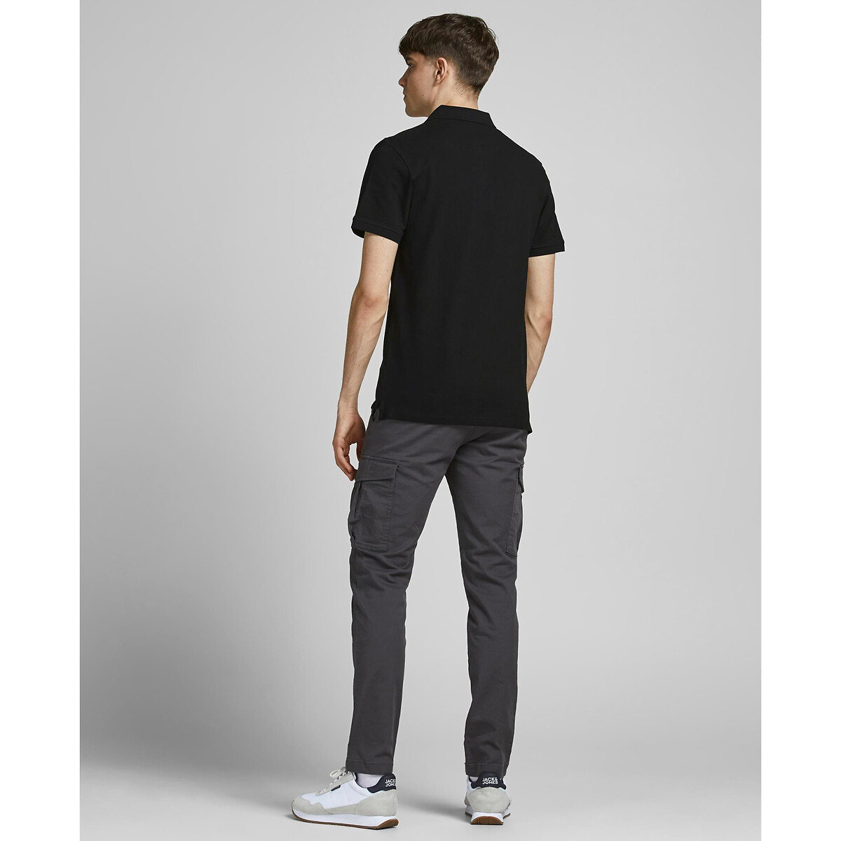 Polo manches courtes en maille piquée noir uni, JACK & JONES