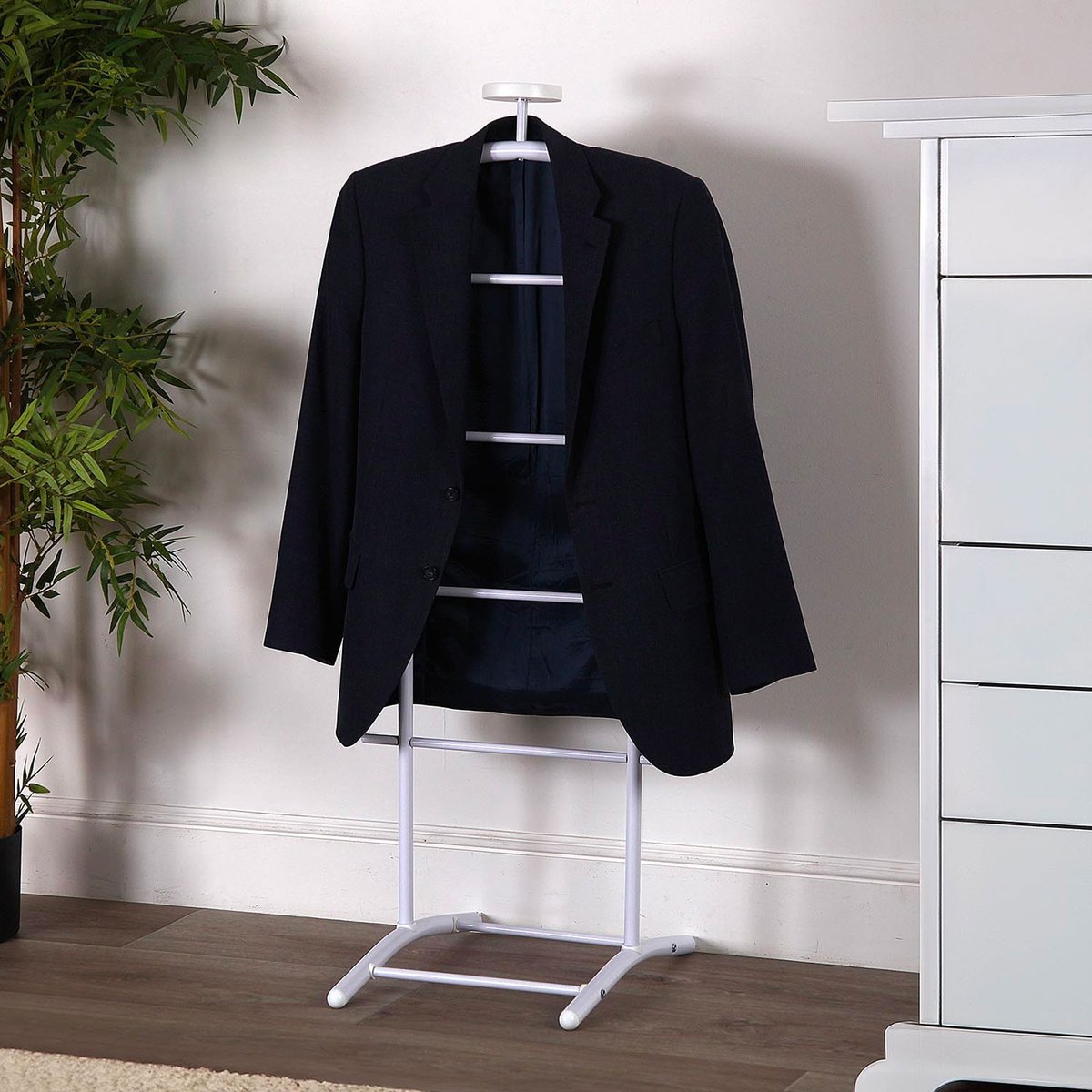 Valet de chambre en métal blanc 47x41x112cm blanc, VERSA