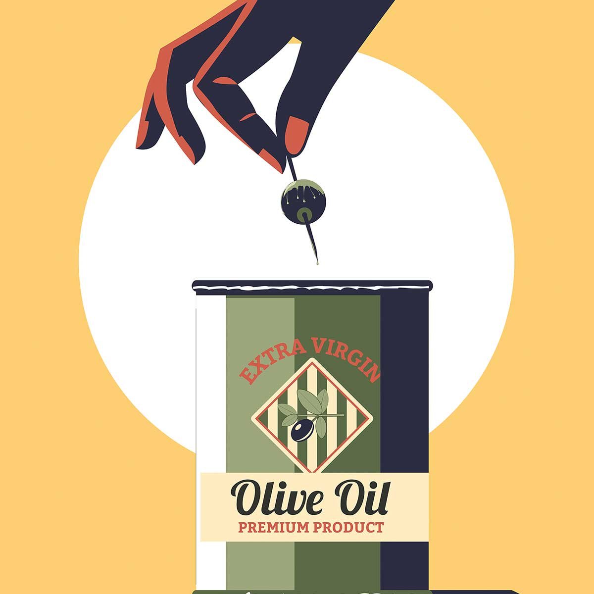 Affiche cuisine Huile d'olive extra affiche + cadre en bois - noir, HEXOA