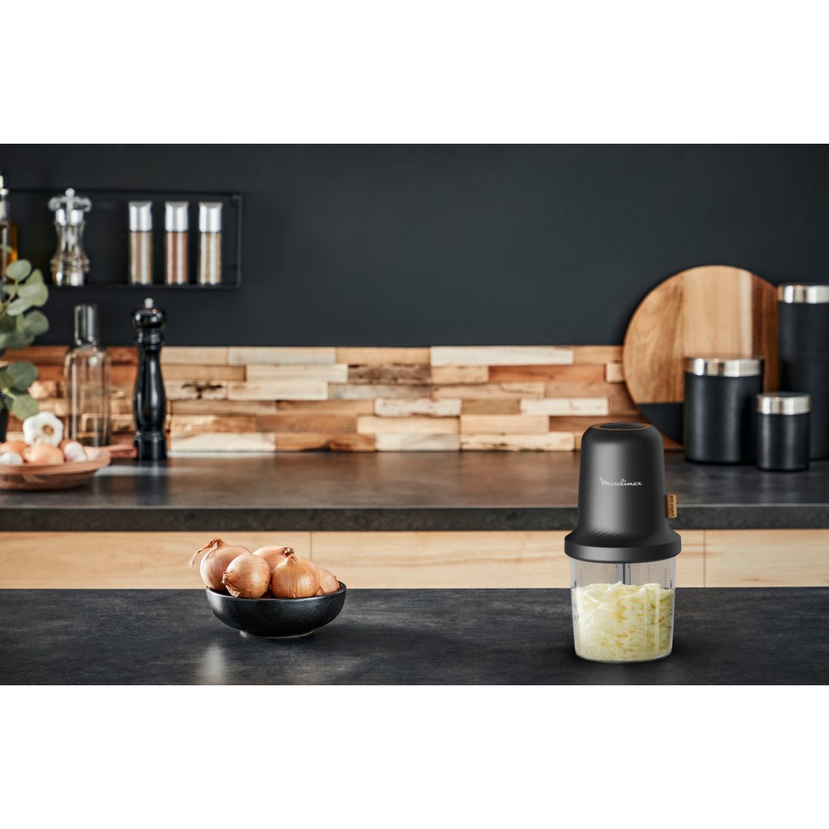 Mini hachoir Eco Respect AT80E810 noir, MOULINEX