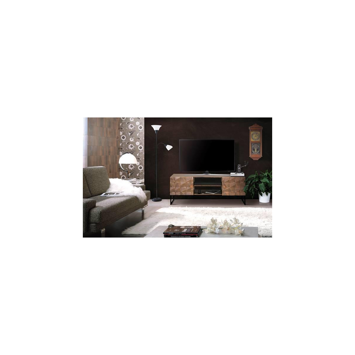 Meuble tv bronze - XÉLISE marron, DECORATION D’AUTREFOIS