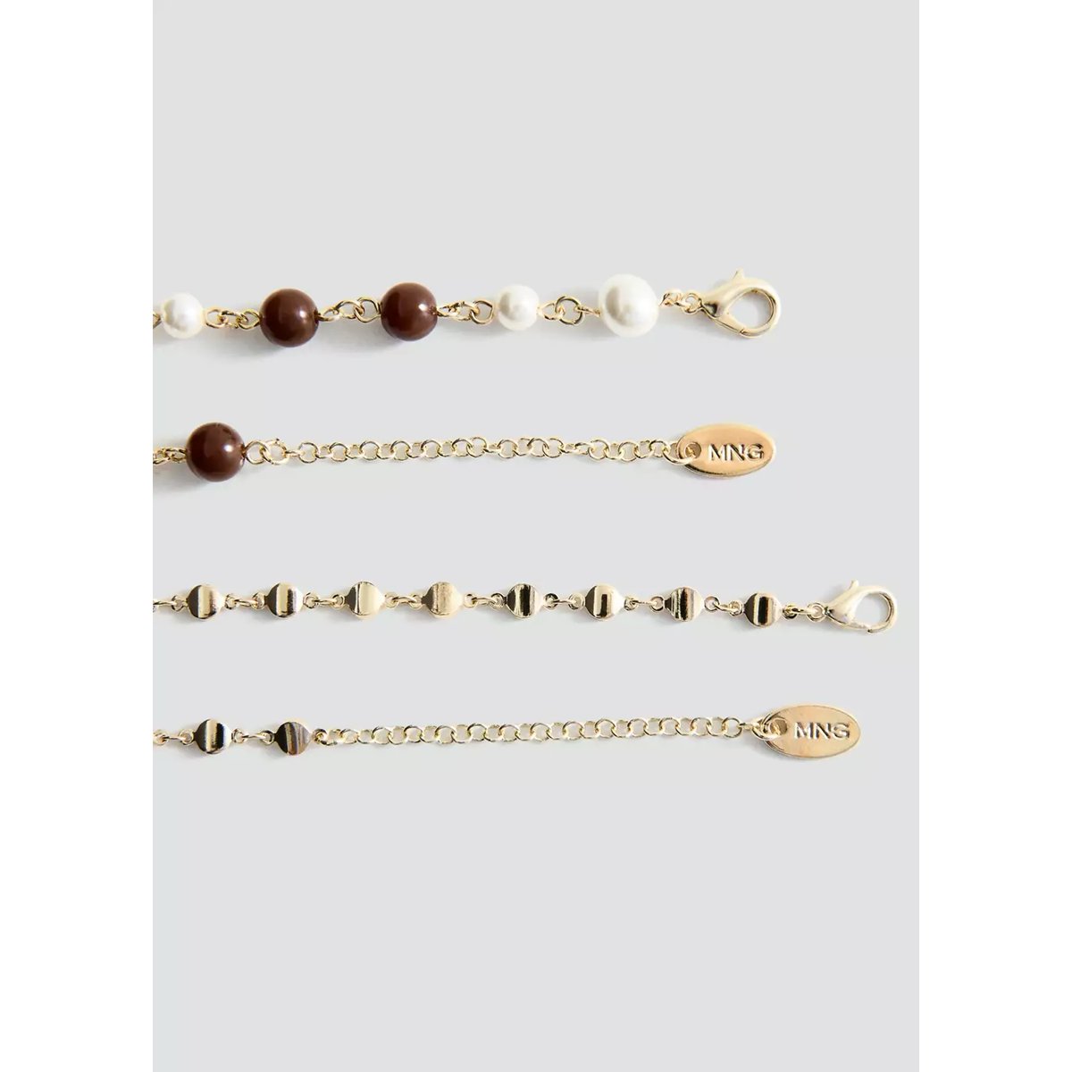 Pack 2 colliers avec perles combinées or, MANGO
