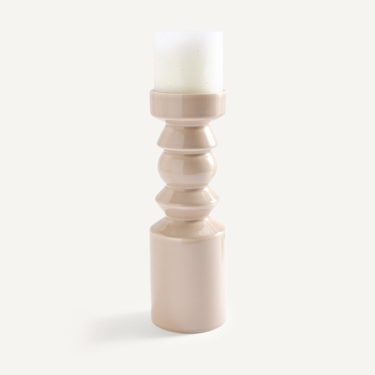 Bougeoir en faïence émaillée, hauteur 35 cm, CEFALU beige rosé, AM.PM