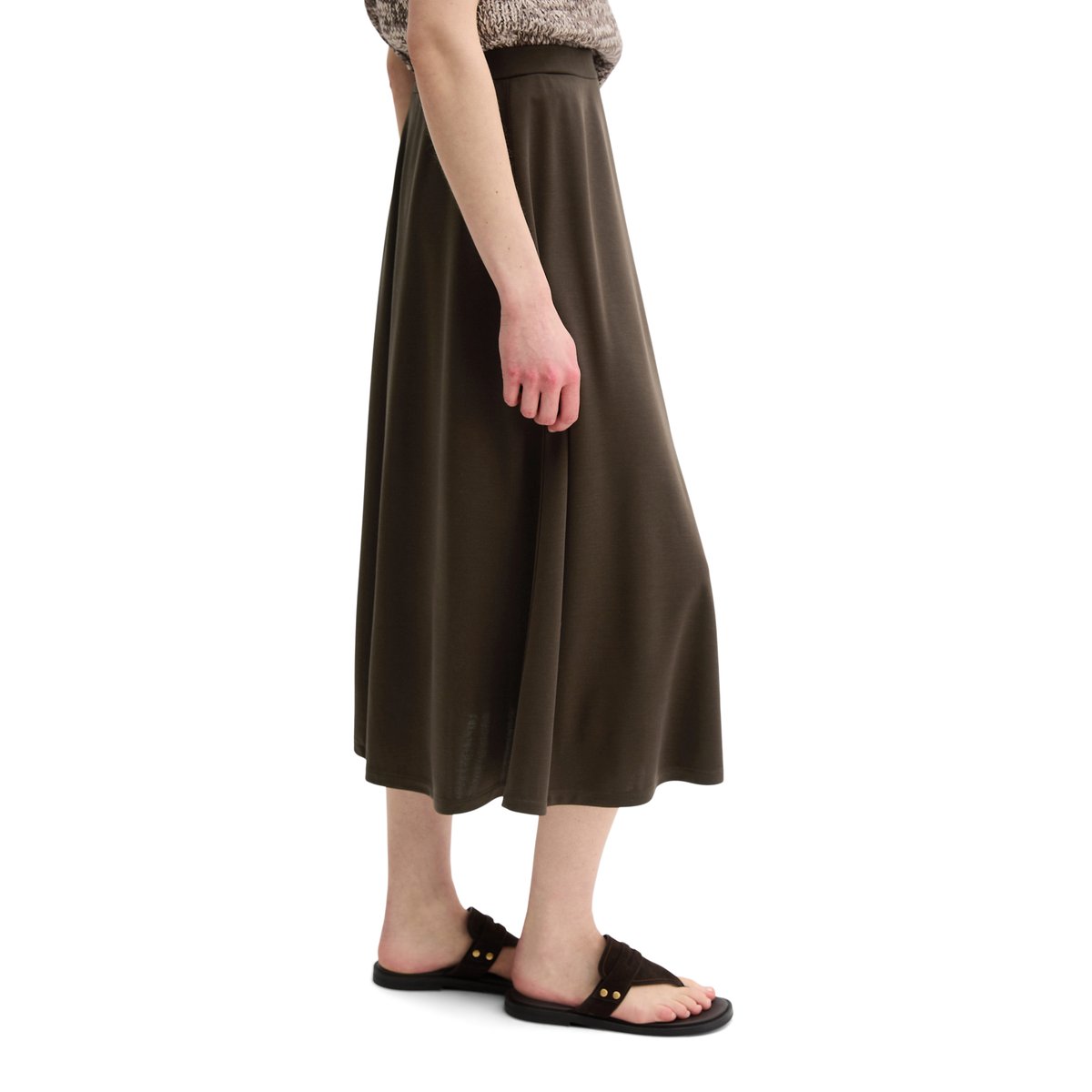 Jupe en jersey évidée en jersey fluide soft touch gris foncé, MARC O'POLO