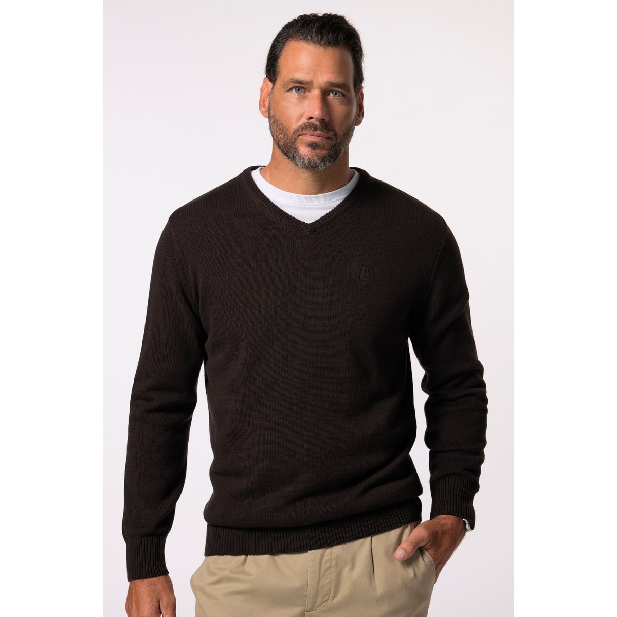 Pull Basic à col V nuit noire, JP1880
