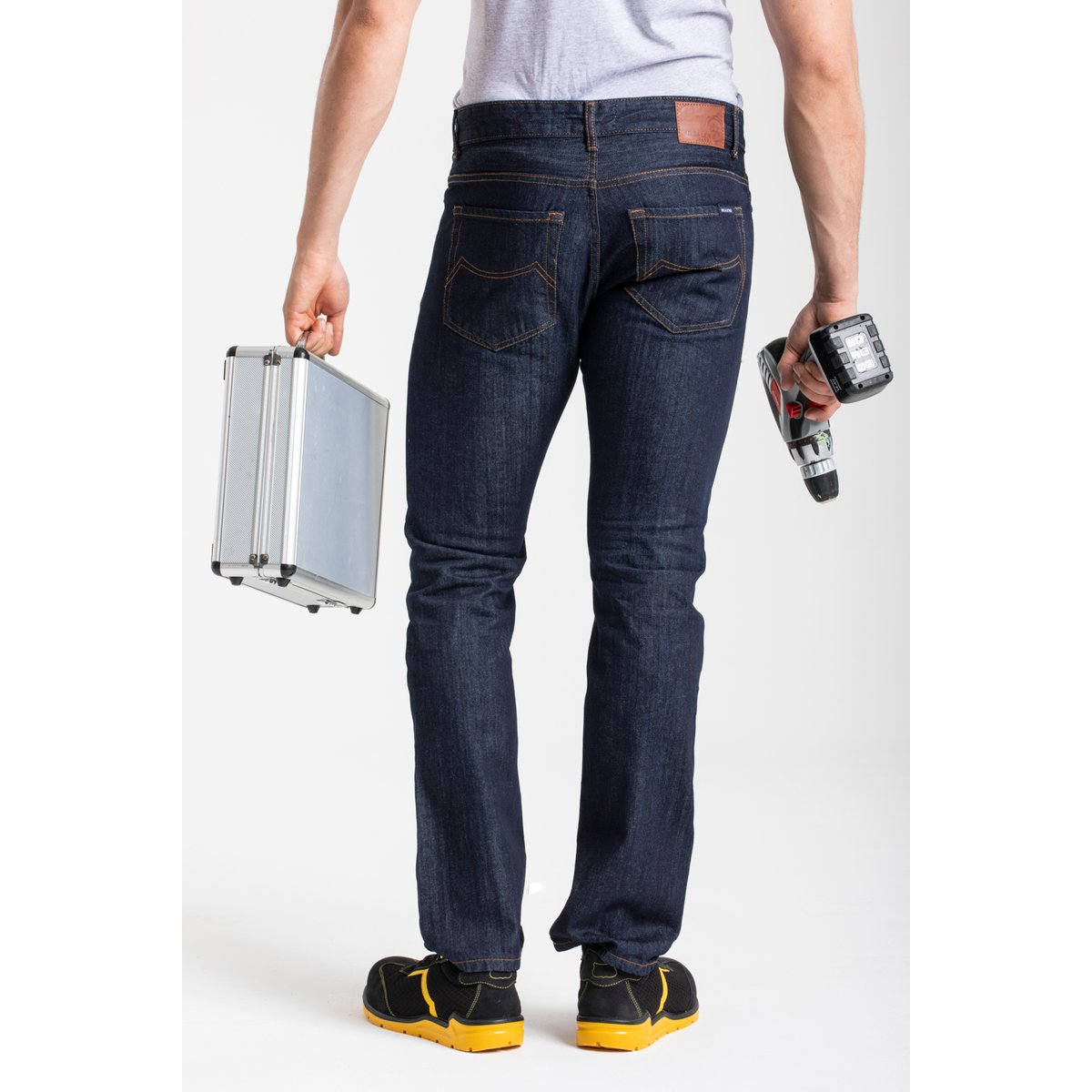 Jeans de travail coton coupe confort brut WORK4 bleu, RICA LEWIS