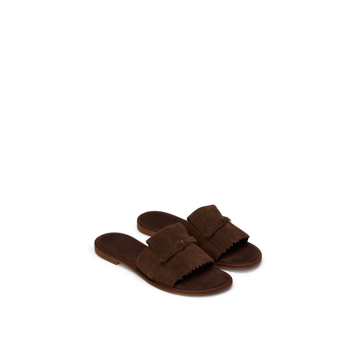 Mule modèle Babette en cuir velours doux dunkelbraun, MARC O'POLO