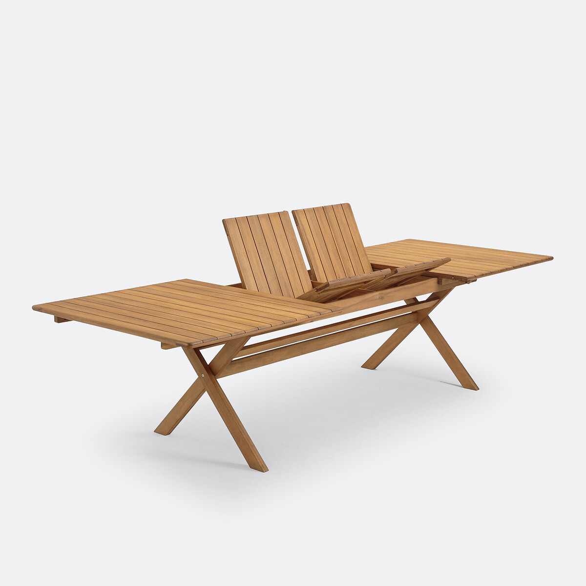 Table de jardin pliante Réalto, acacia, 2 allonges acacia, LA REDOUTE INTERIEURS