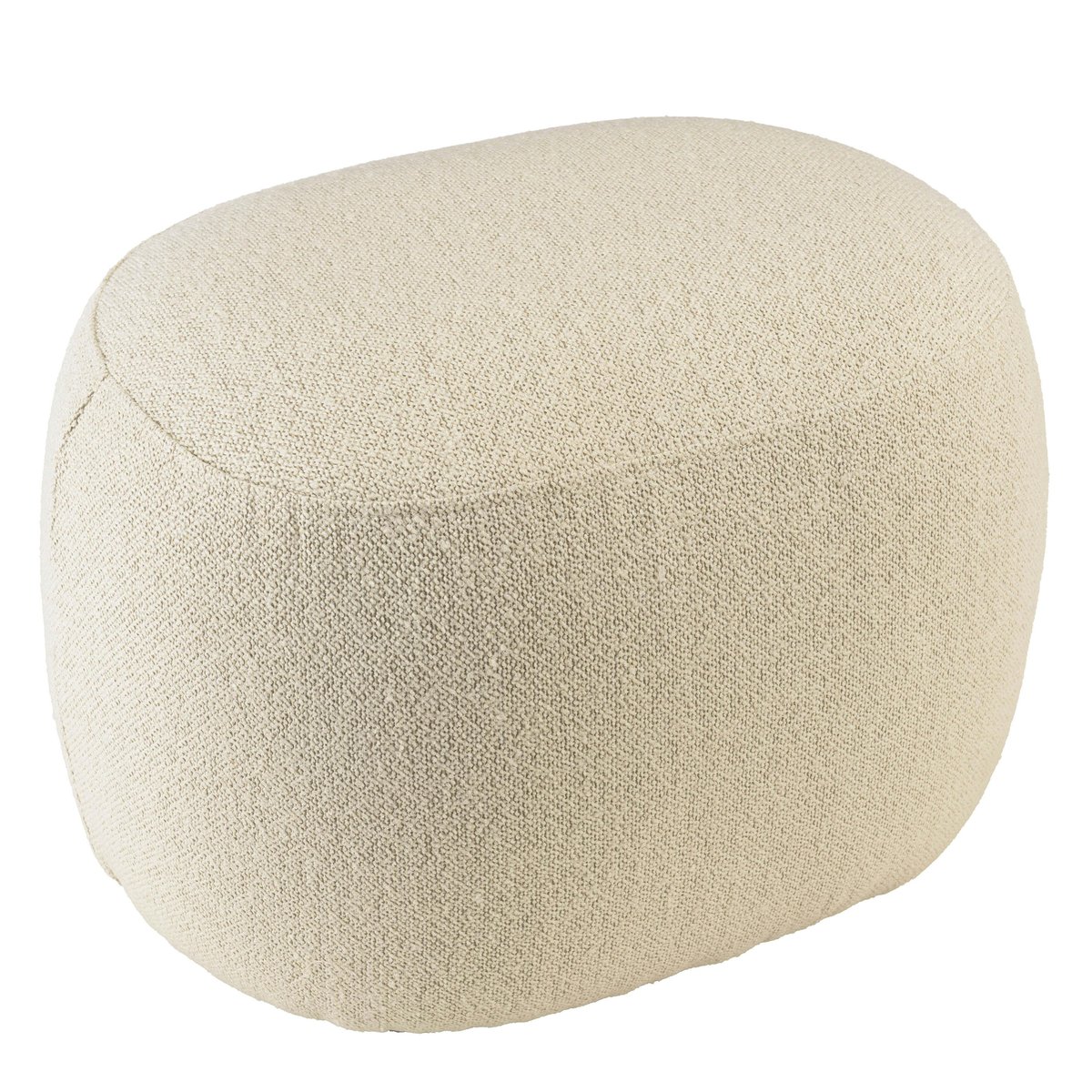 Pouf galet en tissu petite bouclette beige COLOMBUS beige, PIER IMPORT