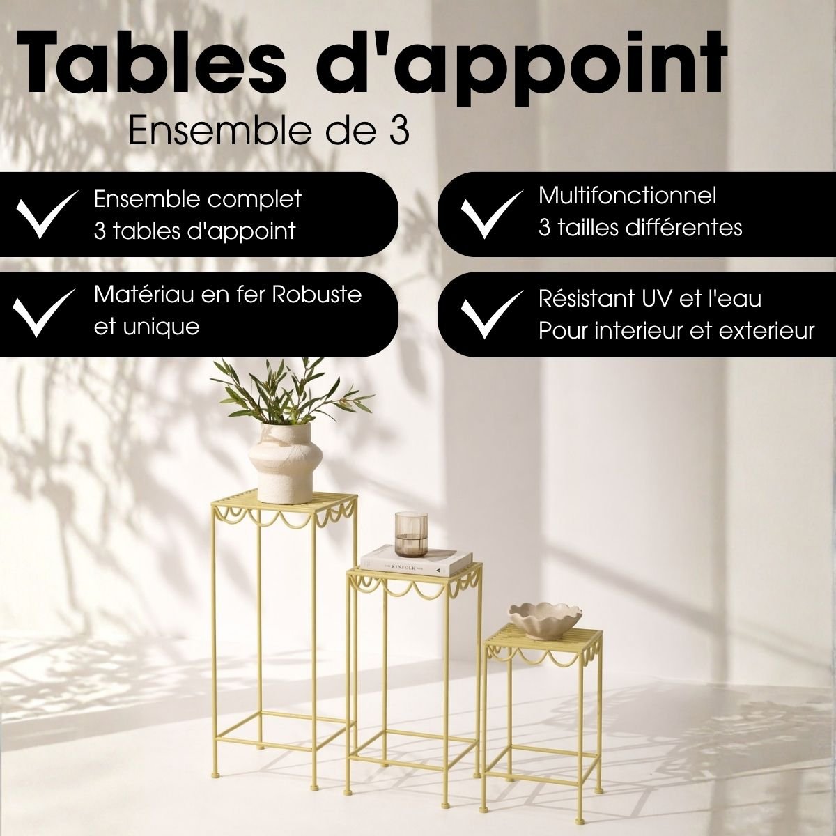 Support Pour Plantes D'extérieur ROSALIE vert clair, MICA DECORATIONS