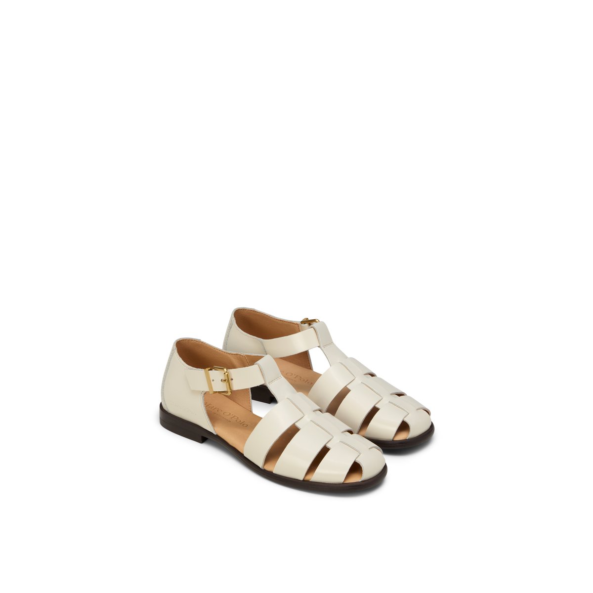 Sandales de pêcheur modèle Fiona en cuir de vache raffiné beige, MARC O'POLO