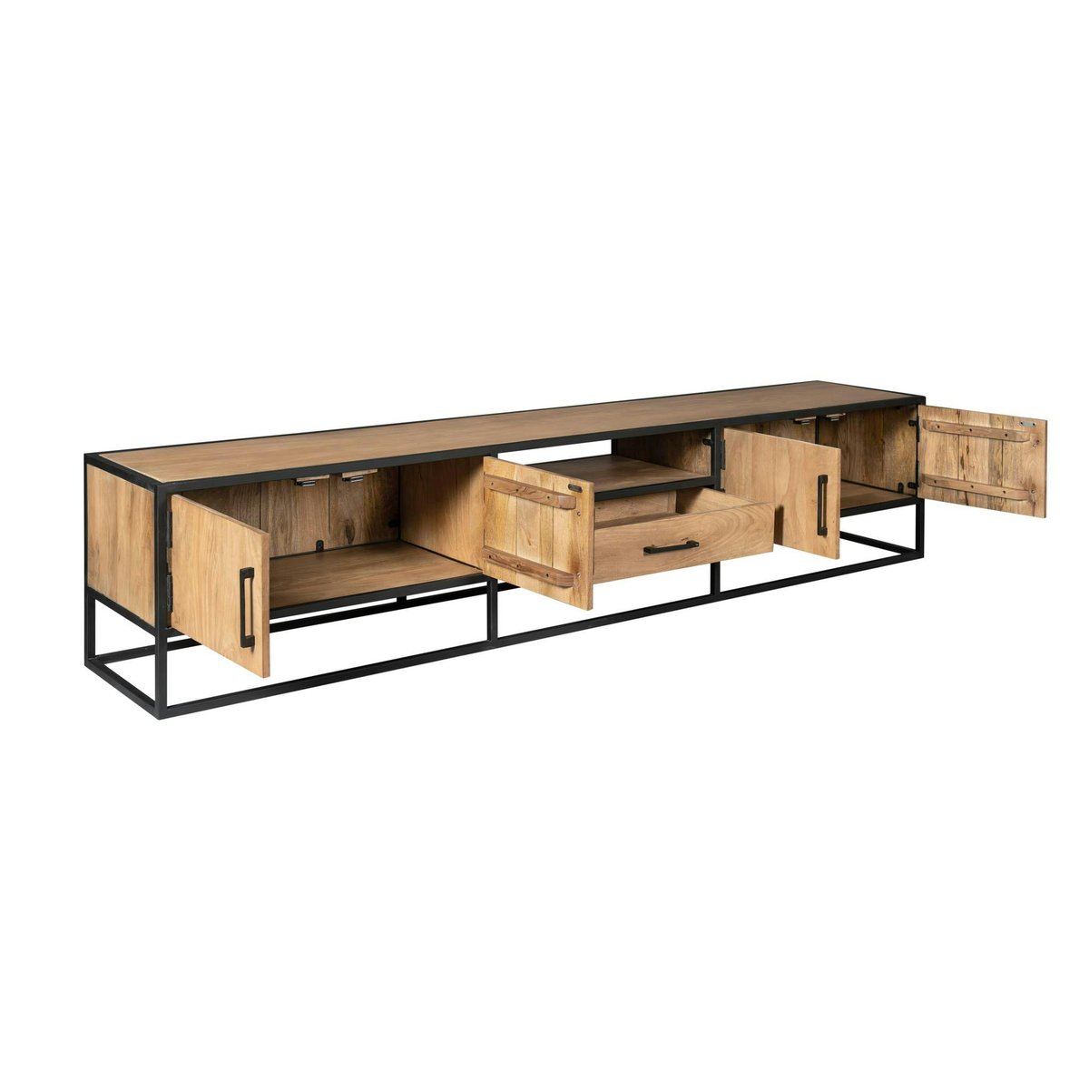 Meuble TV 240 cm avec rangements RIVANO bois clair, PIER IMPORT