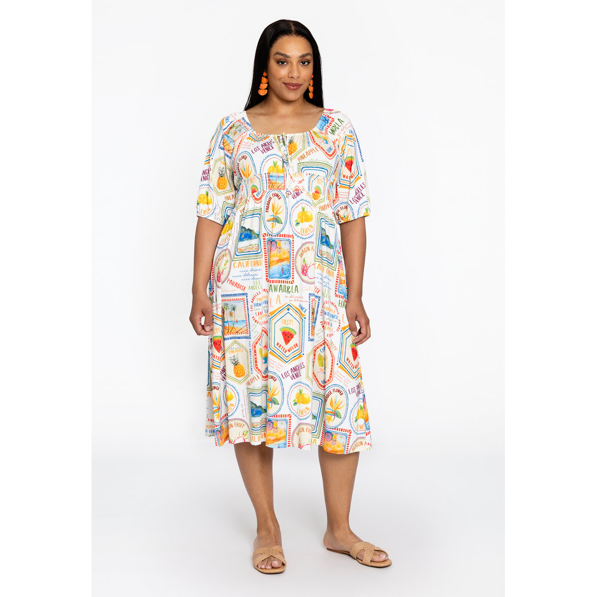 Robe imprimé / imprimée écru, YOEK