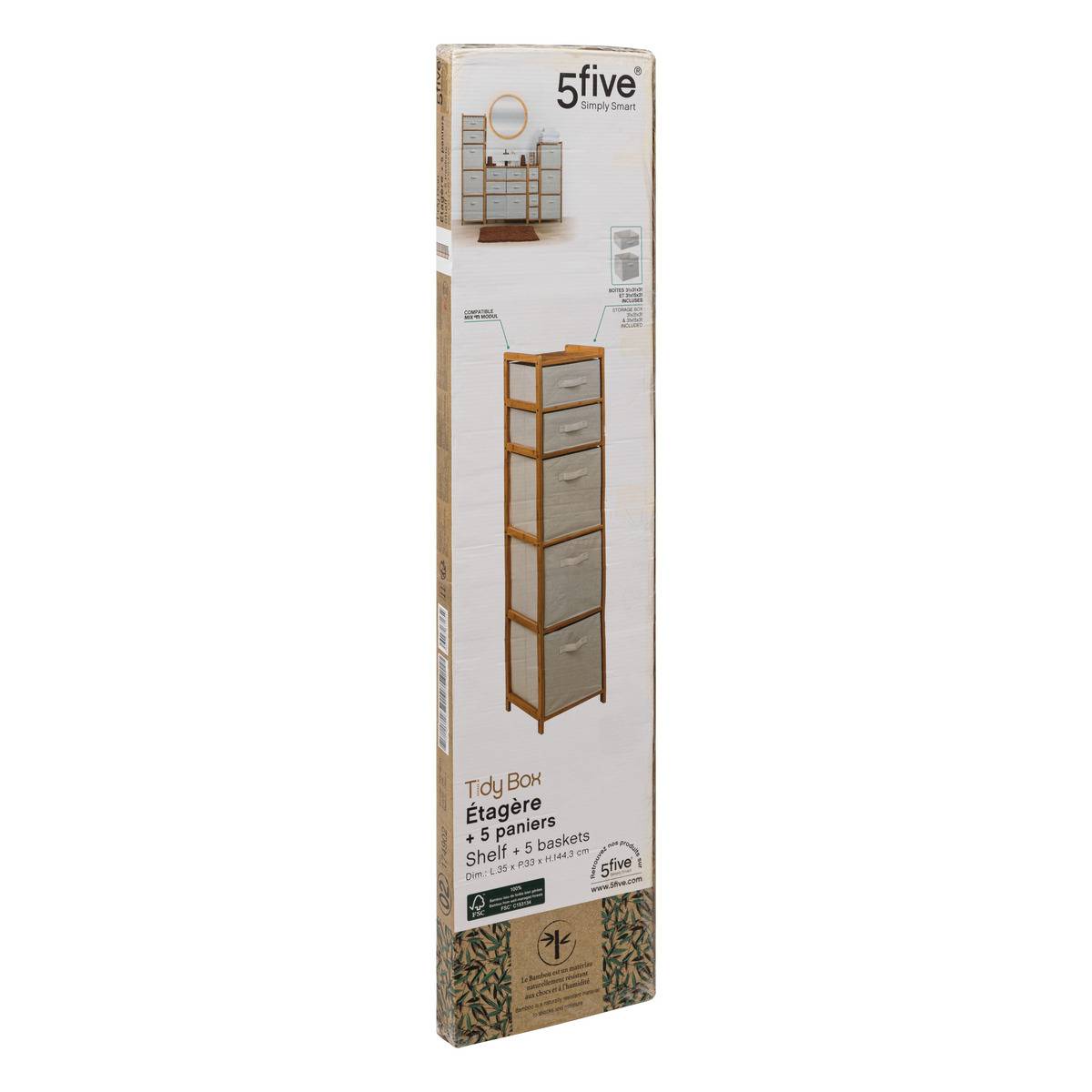 Étagère avec 5 paniers TIDY BOX marron, 5FIVE SIMPLY SMART