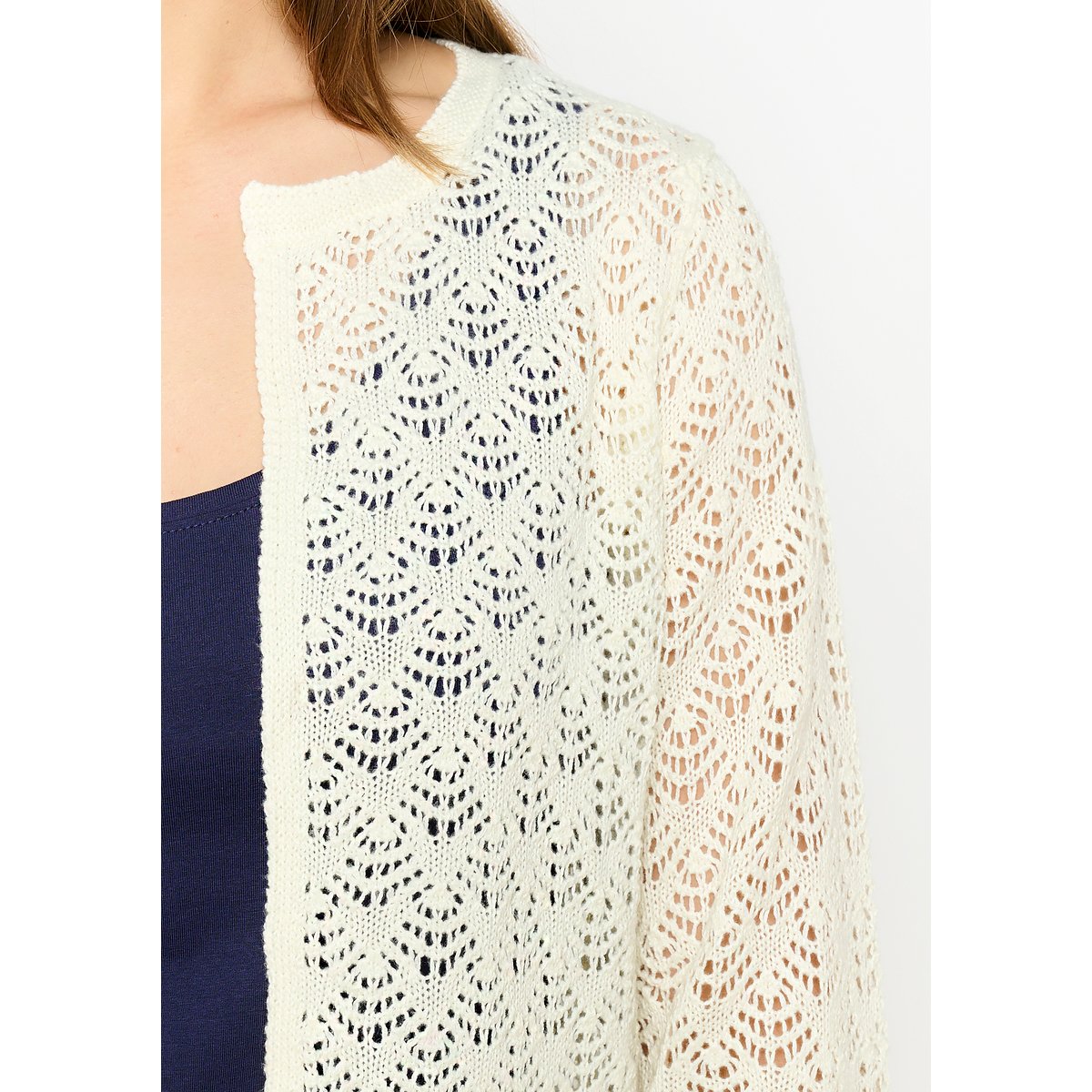Cardigan en crochet blanc vanille, LOLALIZA