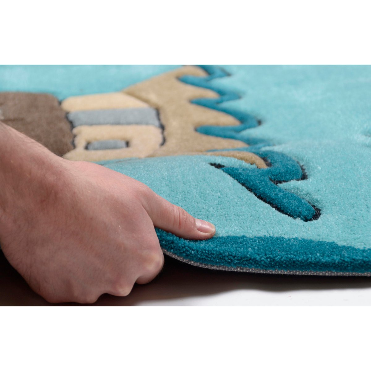 Tapis enfant Maui, la fillette de l'île, tufté turquoise, THEKO
