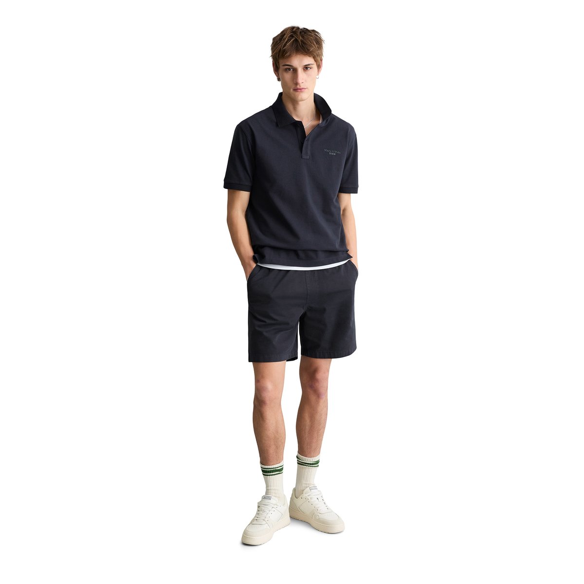 Polo en jersey régulier en pur coton bio bleu foncé, MARC O’POLO DENIM