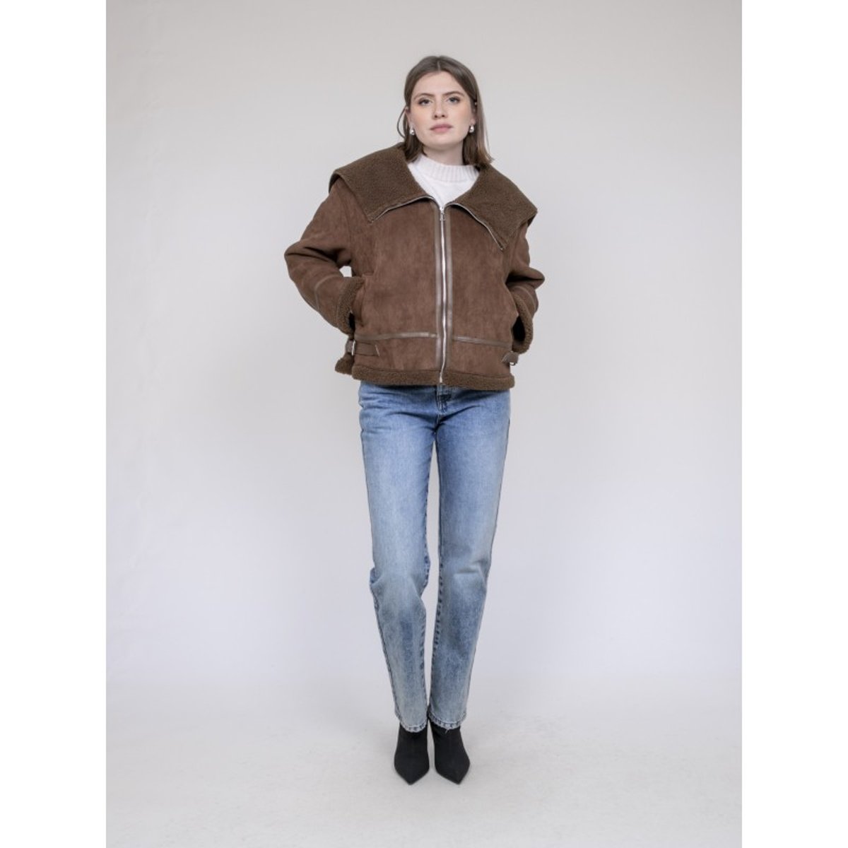 Veste Aviateur Double Peaux Umi marron, DONA LISA
