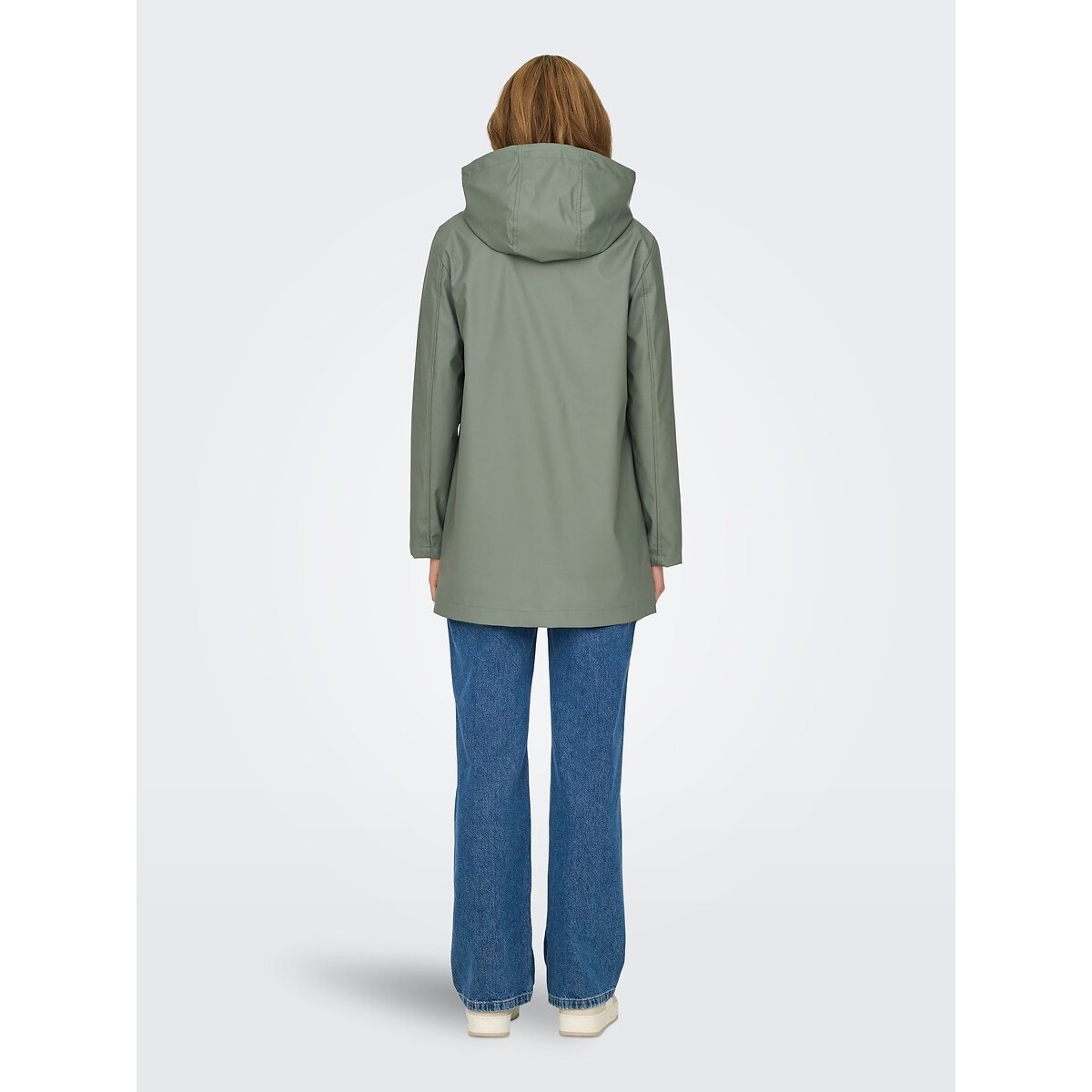 Manteau mi-long à capuche vert, ONLY
