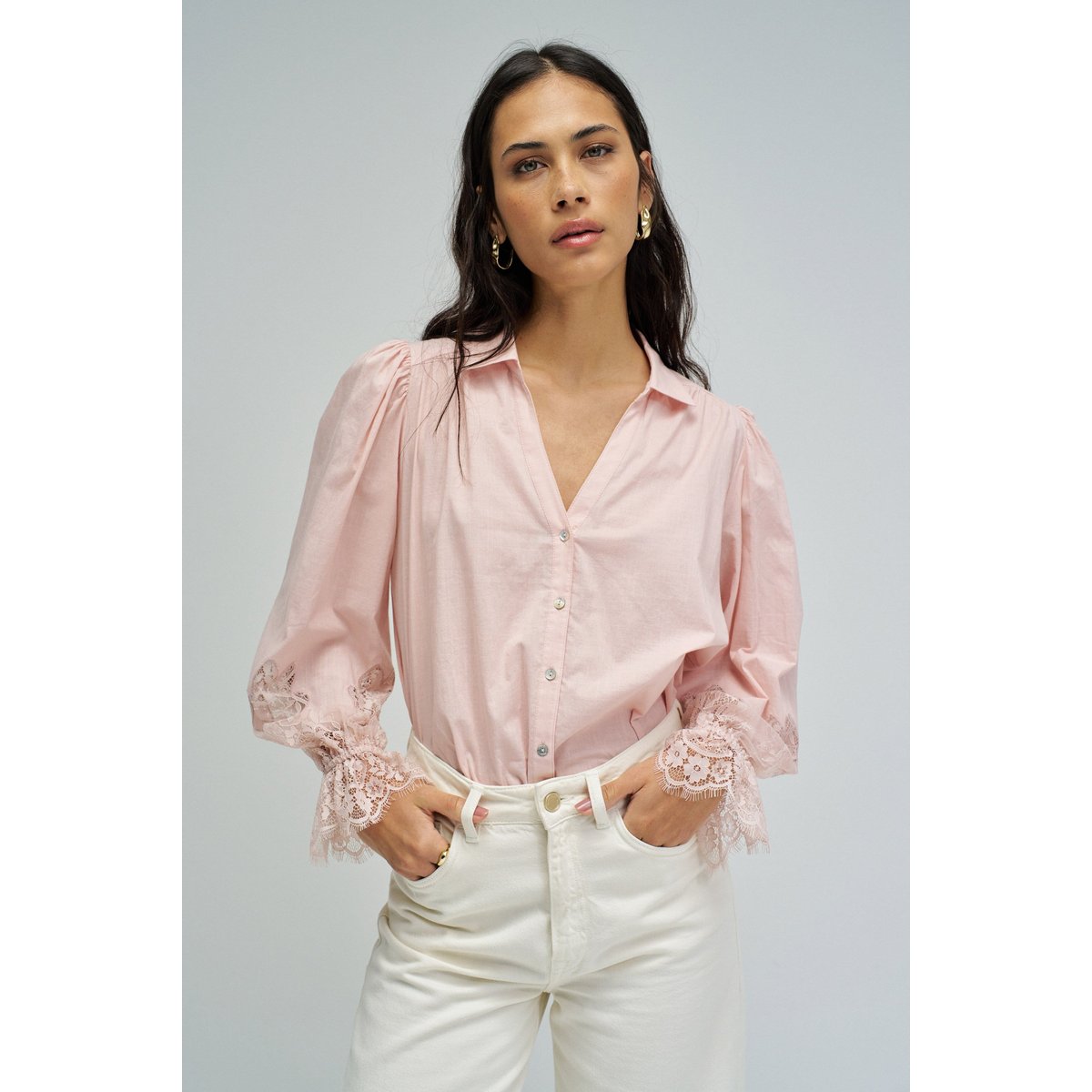 CHEMISE AVEC DENTELLE rose, SALSA JEANS