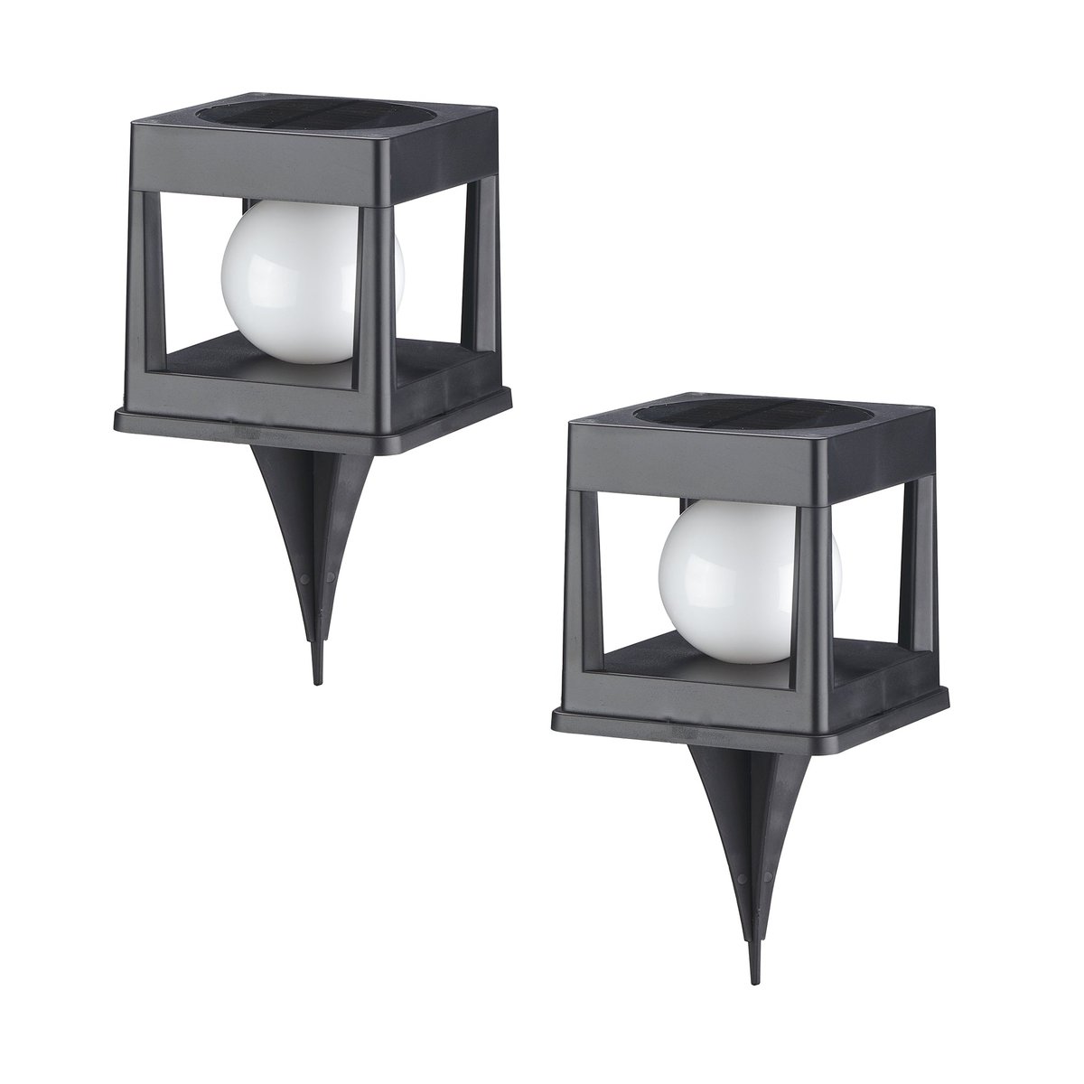 Lot de 2 balises solaires à piquer CUBYA noir, LUMISKY