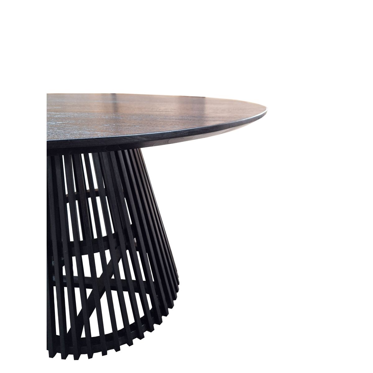 Table ronde en teck 120 cm noir, ZAGO