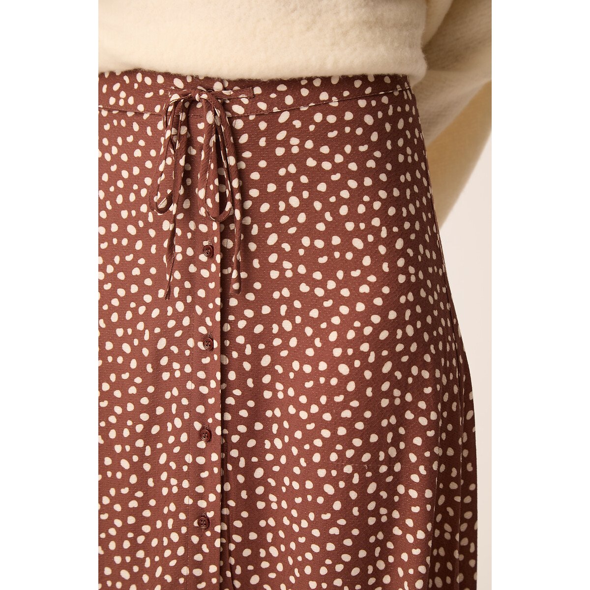 Jupe longue boutonnée, imprimée, ELINETTE marron, DES PETITS HAUTS