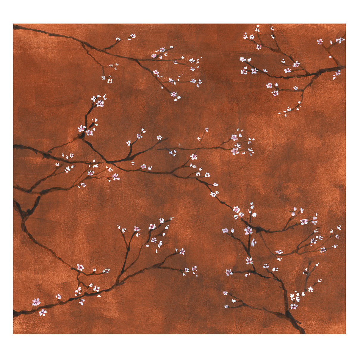 Papier peint panoramique fleuri Cerisiers japonais de plein été rouge, ART FOR THE HOME
