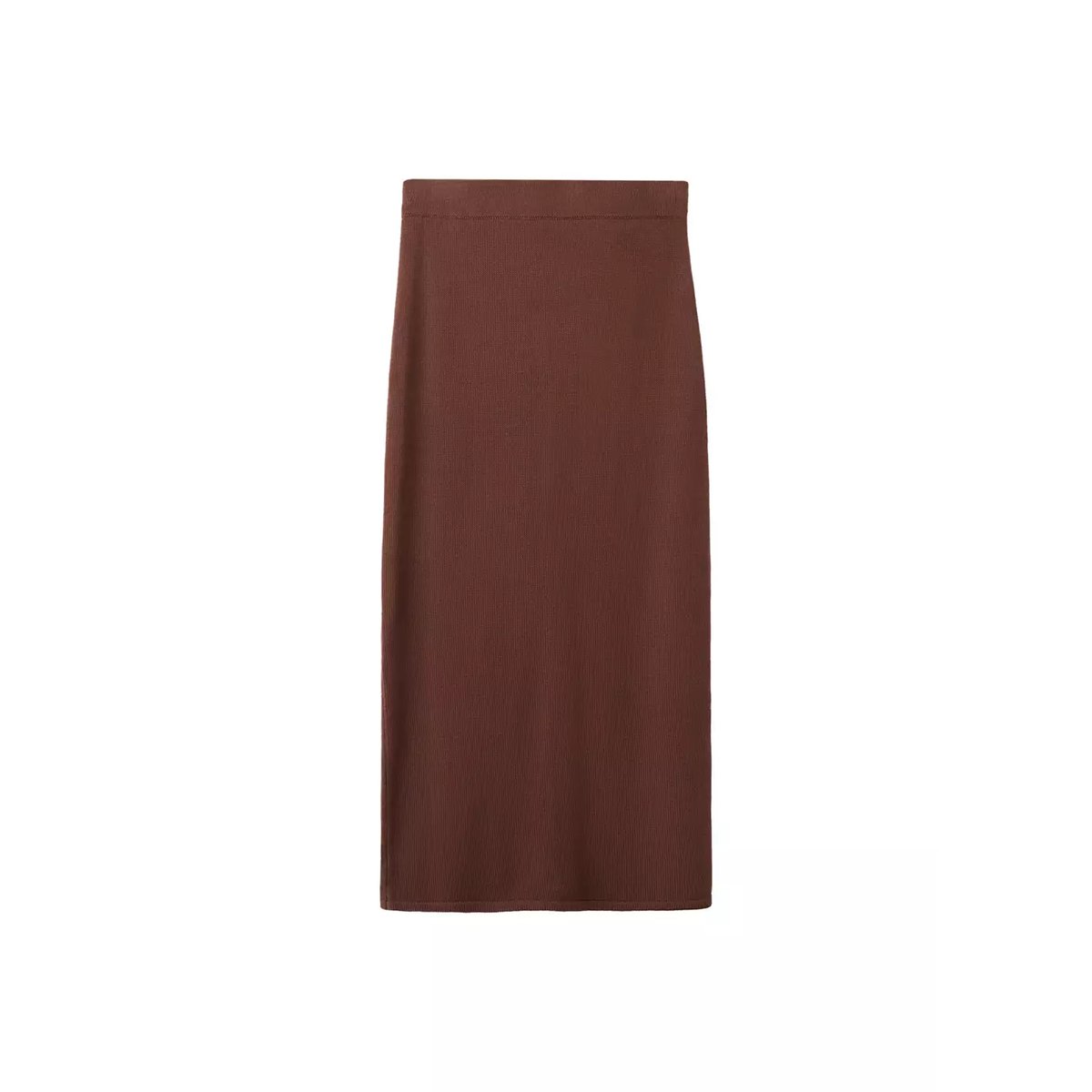 Jupe crayon fendue chocolat, MANGO