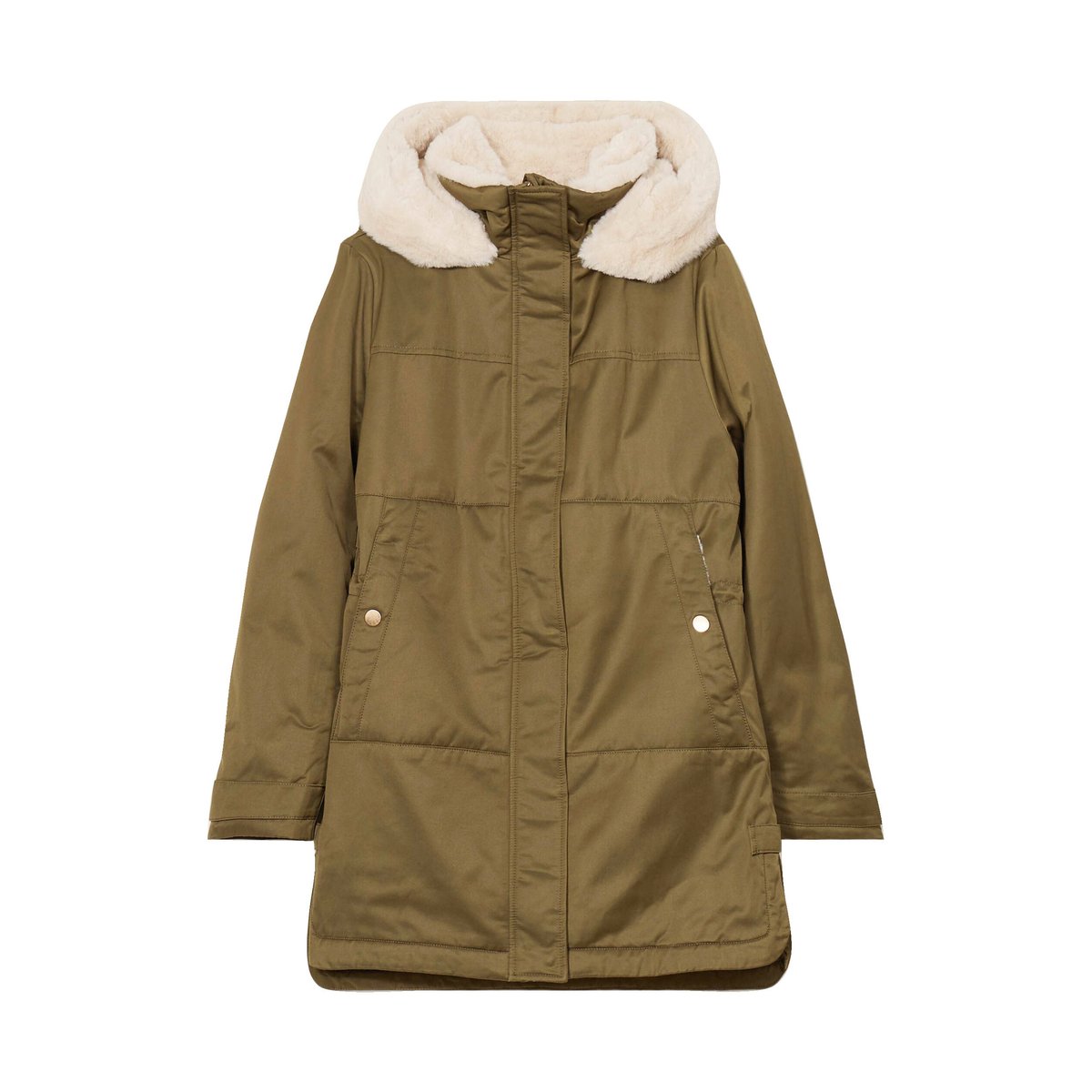 Parka droite à capuche vert kaki, BONOBO