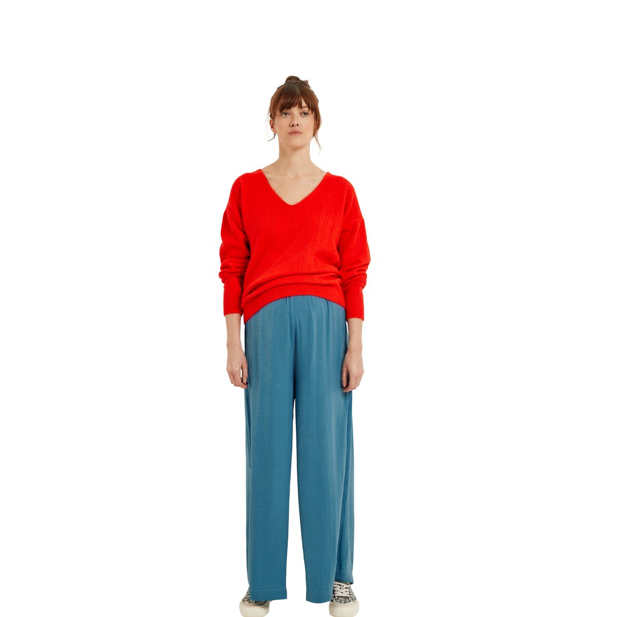 Pantalon fluide et large de grossesse bleu jean, VERTBAUDET