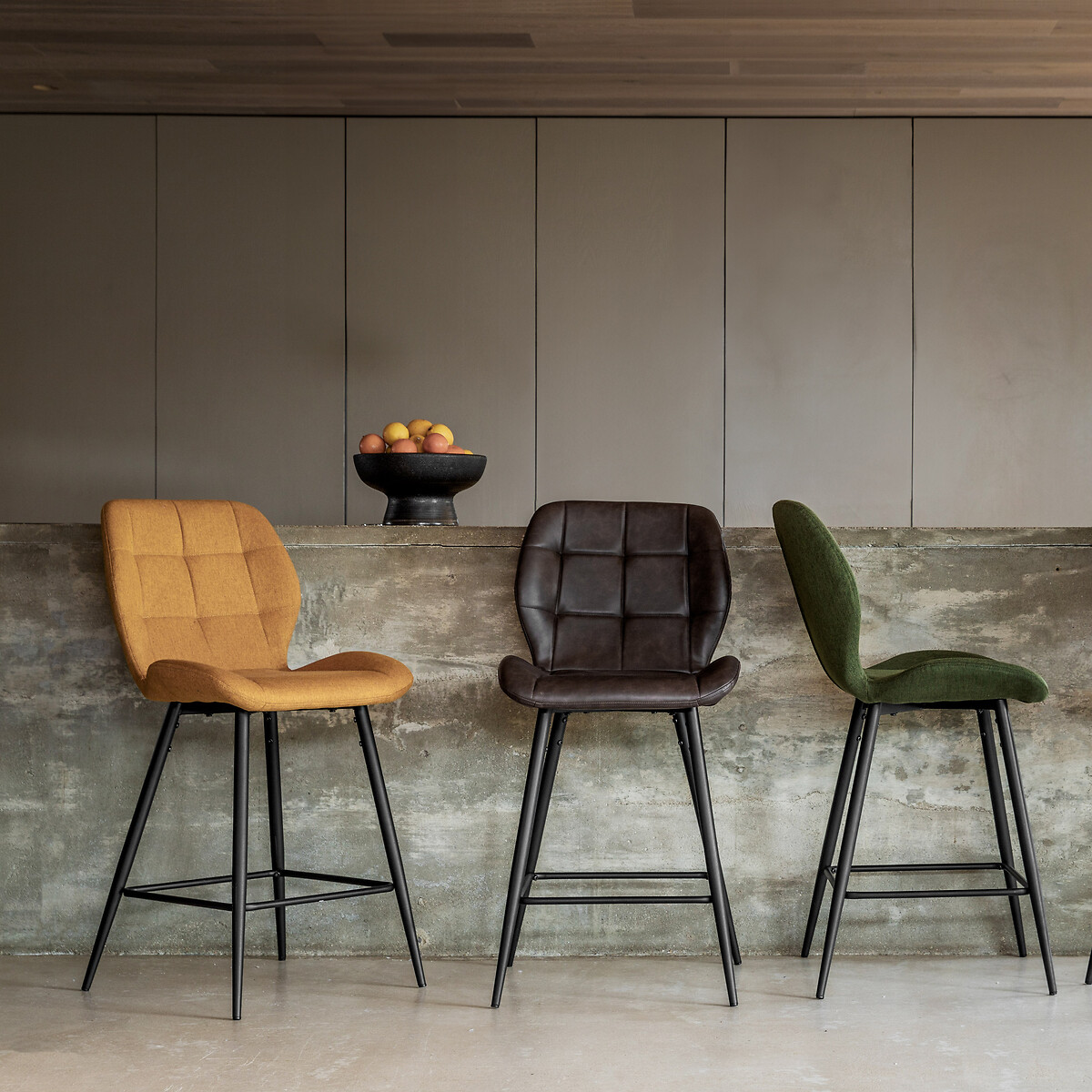 Dover Quilted Bar Stool (Set of 2) yellow, SO'HOME