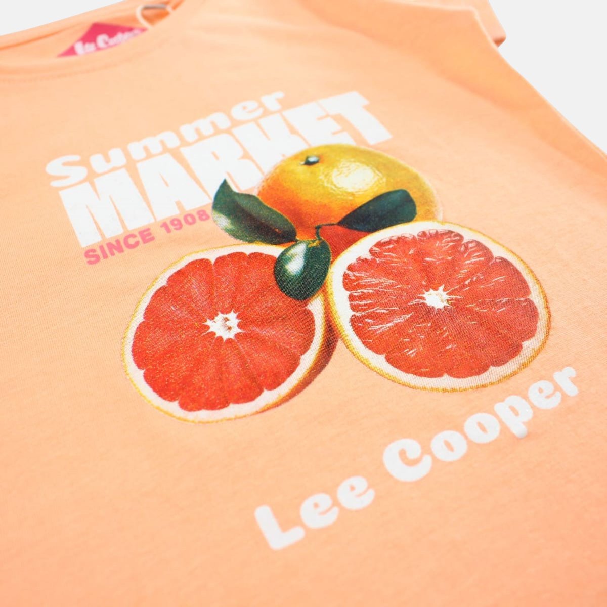 T-shirt manches courtes imprimé, col rond GIRLY corail, LEE COOPER