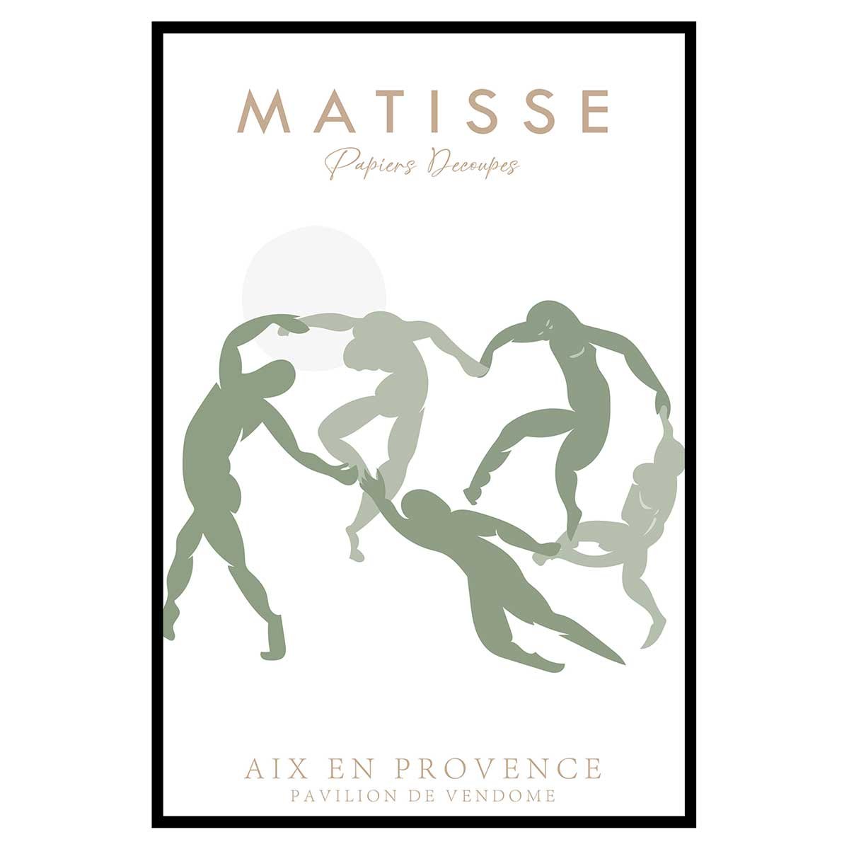 Affiche encadrée danseurs abstraits matisse affiche + cadre en métal - noir, HEXOA